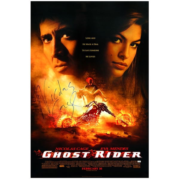  Nicolas Cage Autographed 2007 Ghost Rider Original 27x40 Double-Sided Movie Poster