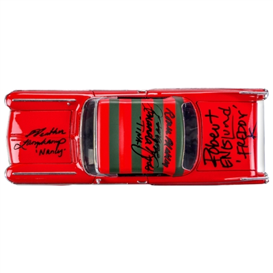 Robert Englund, Heather Langenkamp, Amanda Wyss, Ronee Blakley Cast Autographed A Nightmare on Elm Street 1958 Cadillac 1:24 Scale Die-Cast Car with Figure