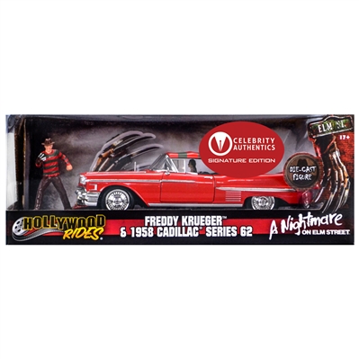 Robert Englund, Heather Langenkamp, Amanda Wyss, Ronee Blakley Cast Autographed A Nightmare on Elm Street 1958 Cadillac 1:24 Scale Die-Cast Car with Figure
