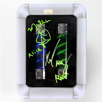 Milla Jovovich, Michelle Rodriguez Autographed Resident Evil T-Virus & G-Vaccine Prop Replica Set with Case