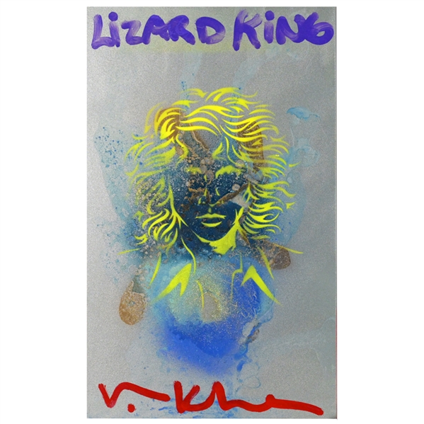 Val Kilmer Autographed Original Lizard King 12x20 Steel Panel Painting