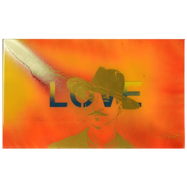 Val Kilmer Autographed Original Holliday Love 12x20 Steel Panel Painting