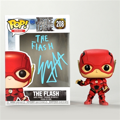 Ezra Miller Autographed Justice League The Flash POP! Vinyl Figure #1208 with The Flash Inscription