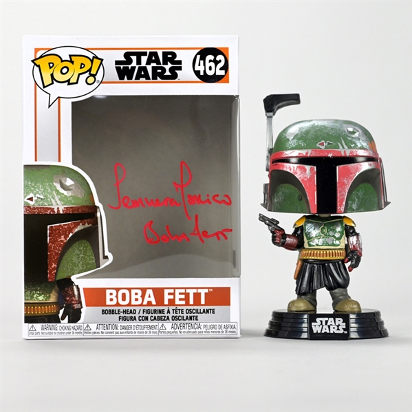 Temuera Morrison Autographed Star Wars Boba Fett The Mandalorian Pop Vinyl Figure #462 with Boba Fett Inscription