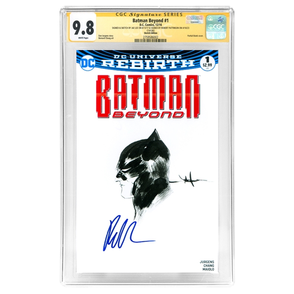 Robert Pattinson Autographed 2016 Batman Beyond #1 Bernard Chang Original Sketch CGC SS 9.8