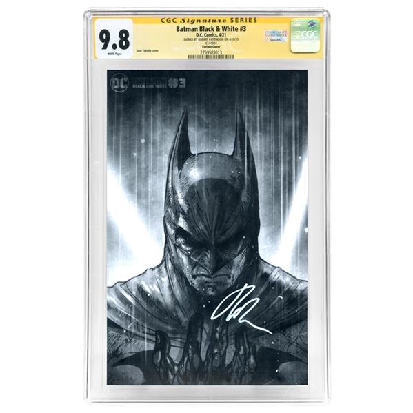 Robert Pattinson Autographed 2021 Batman Black & White #3 Takeda Variant Cover CGC SS 9.8