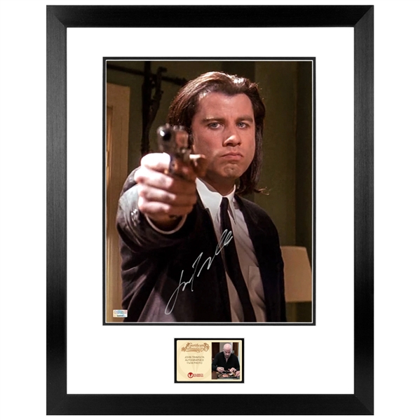 John Travolta Autographed Pulp Fiction Vincent Vega Hitman 11x14 Framed Photo