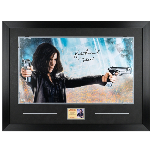 Kate Beckinsale Autographed Underworld Selene Action 14×24 Framed Photo