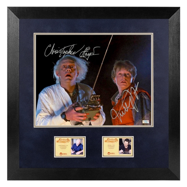 Michael J. Fox, Christopher Lloyd Autographed Back to the Future Marty McFly, Doc Brown Controls 11x14 Framed Photo