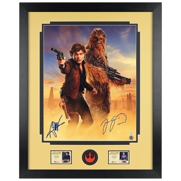 Alden Ehrenreich, Joonas Suotamo Autographed Solo A Star Wars Story Han Solo and Chewbacca 16x20 Framed Photo