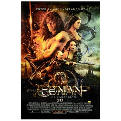 Jason Momoa, Rachel Nichols, Rose McGowan & Stephen Lang Conan the Barbarian Cast Autographed 27x40 Original Movie Poster