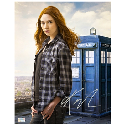 Karen Gillan Autographed 2005 Dr Who Amy Pond TARDIS 11x14 Photo