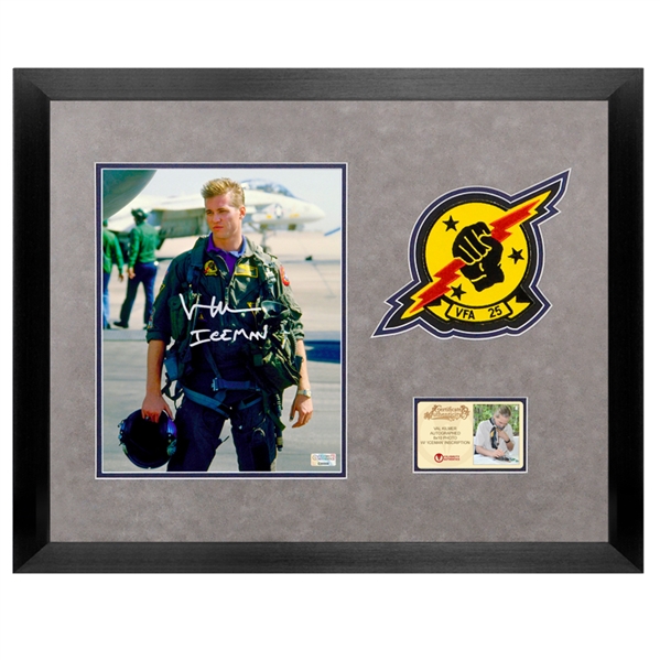 Val Kilmer Autographed Top Gun Iceman 8x10 Framed Photo with Jumpsuit Patch