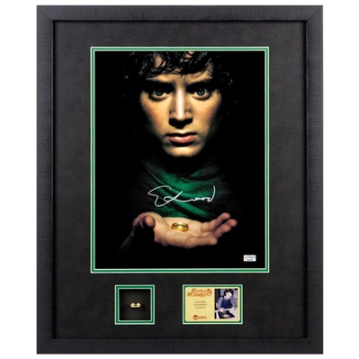 Elijah Wood Autographed Lord of the Rings Frodo 11x14 Framed Photo with Special Edition Lord of The Rings Engraved Collectors Ring