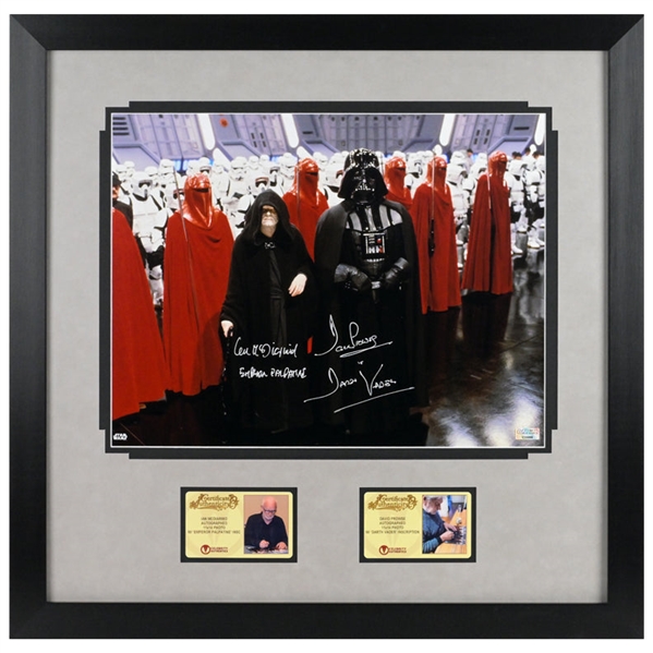 David Prowse and Ian McDiarmid Autographed Star Wars Darth Vader and Emperor Palpatine Death Star 11x14 Framed Photo