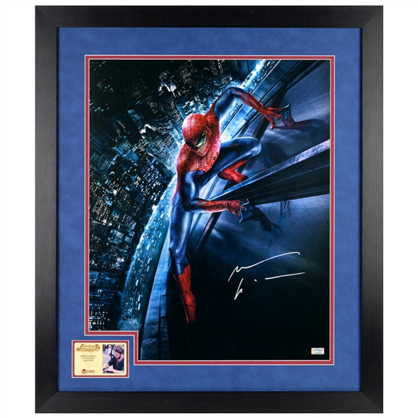 Andrew Garfield Autographed Amazing Spider-Man Cityscape 16×20 Framed Photo