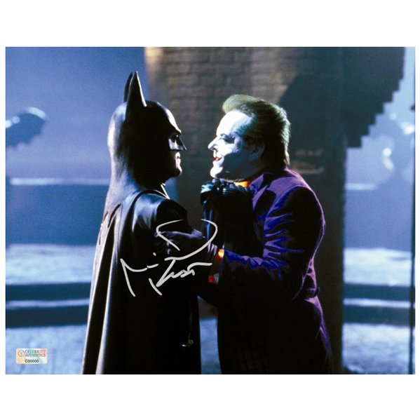 Michael Keaton Autographed 1989 Batman with Jack Nicholson Joker 8x10 Photo