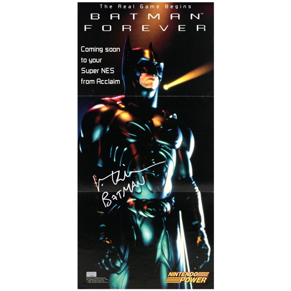 Val Kilmer Autographed Original 22x11 Batman Forever Nintendo Poster with Batman Inscription