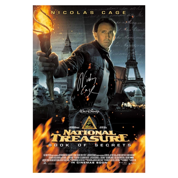 Nicolas Cage Autographed 2007 National Treasure Book of Secrets 27x40 Movie Poster