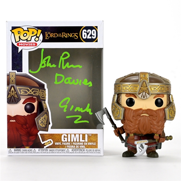 John Rhys-Davies Autographed The Lord of the Rings Gimli POP! Vinyl Figure #629 with Gimli Inscription