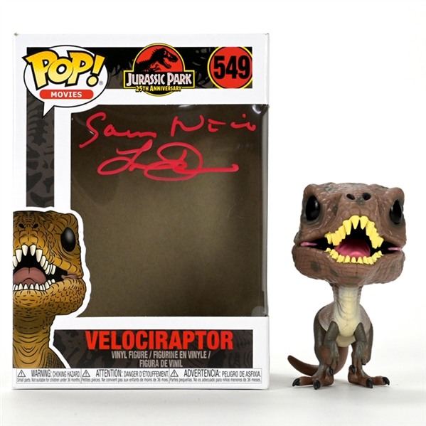 Laura Dern, Sam Neill Autographed Jurassic Park 25th Anniversary Velociraptor POP! #549 Vinyl Figure