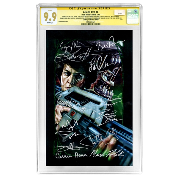 Sigourney Weaver, Bill Paxton, Lance Henriksen, Aliens Cast Autographed 2016 Aliens #v2 #4 with CA Exclusive Variant Cover CGC SS 9.9