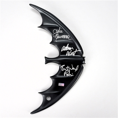 Adam West, Burt Ward, Julie Newmar Autographed Classic 1966 Batman 1:1 Scale Prop Replica Batarang