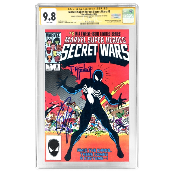 Tom Hardy, Todd McFarlane Autographed 1984 Marvel Super Heroes Secret Wars #8 CGC SS 9.8