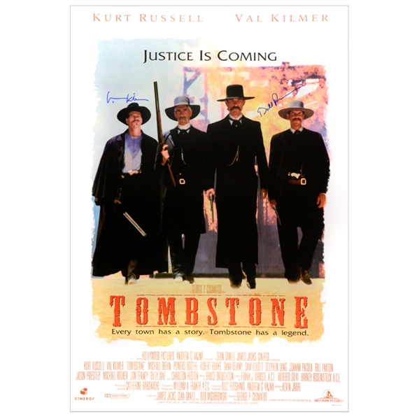 Val Kilmer and Bill Paxton Autographed 1993 Tombstone 27x40 Single-Sided Movie Poster