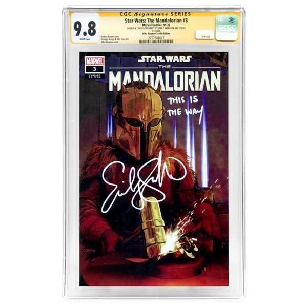 Emily Swallow Autographed 2022 Star Wars: The Mandalorian #3 Mike Mayhew Cover CGC SS 9.8 (Mint) w/ Inscription