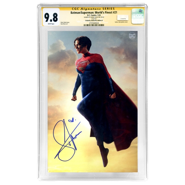 Sasha Calle Autographed 2023 Batman Superman Worlds Finest #21 Supergirl Photo Variant Cover CGC SS 9.8 