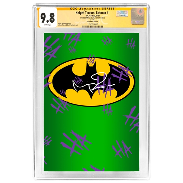 Michael Keaton Autographed 2023 Knight Terrors Batman #1 Green Foil Edition CGC SS 9.8