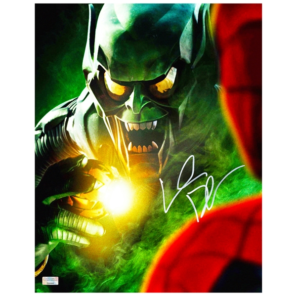 Willem Dafoe Autographed 2002 Spider-Man Green Goblin Pumpkin Bomb 11x14 Photo