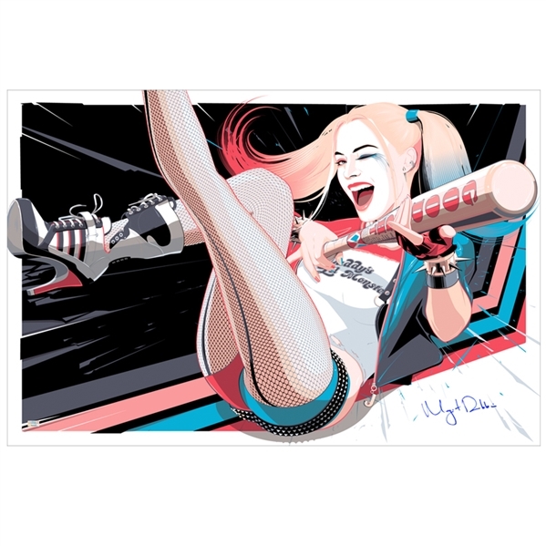 Margot Robbie Autographed Suicide Squad Harley Quinn by Craig Drake 24x36 Screen-printed Poster