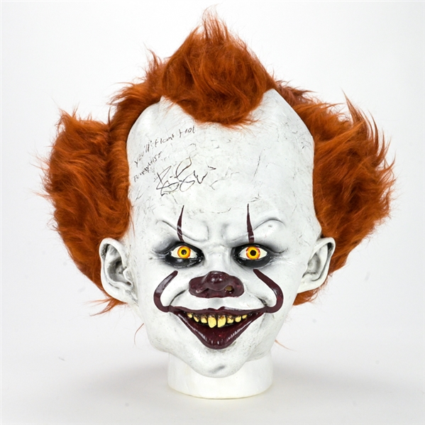 Bill Skarsgard Autographed IT Pennywise Deluxe Edition Mask Rare Inscriptions