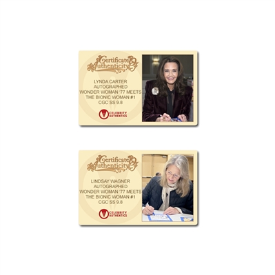 Lynda Carter, Lindsay Wagner Autographed 2017 Wonder Woman '77 Meets the Bionic Woman #1 CGC SS 9.8