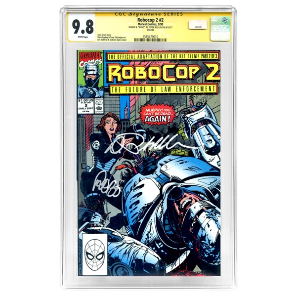 Peter Weller Autographed 1990 Robocop 2 #2 Official Film Adaptation CGC SS 9.8