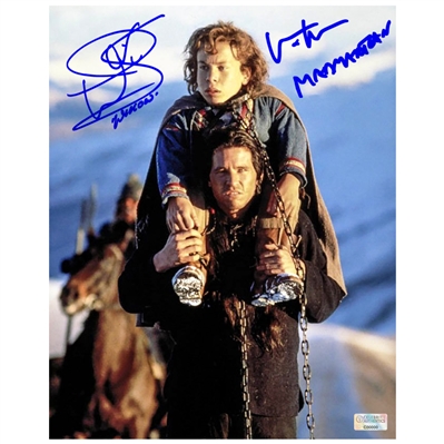 Val Kilmer and Warwick Davis Autographed Willow and Madmartigan 8x10 Scene Photo