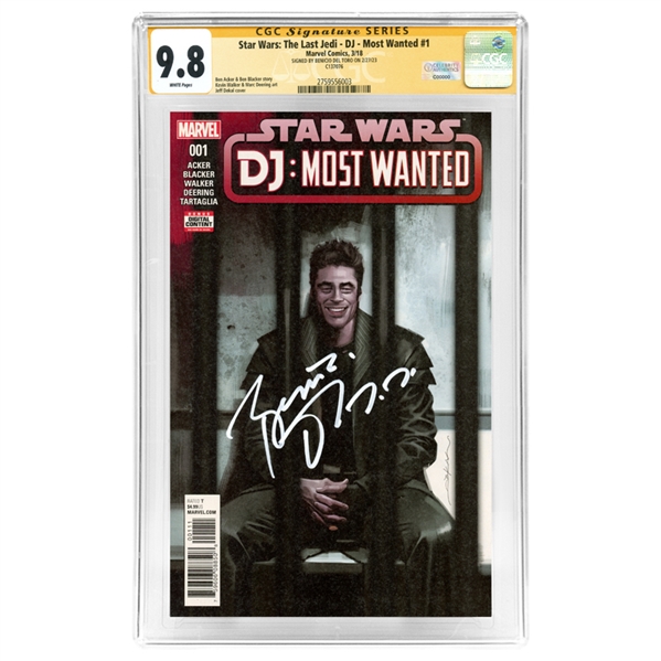 Benico Del Toro Autographed Star Wars: The Last Jedi - DJ - Most Wanted #1 CGC SS 9.8