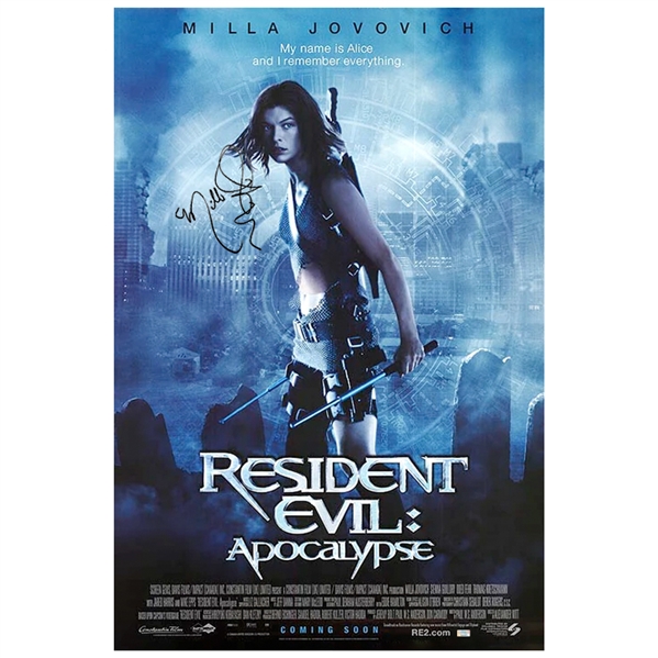 Milla Jovovich Autographed 2004 Resident Evil: Apocalypse 26.75 x 39.75 Single-Sided Original Movie Poster