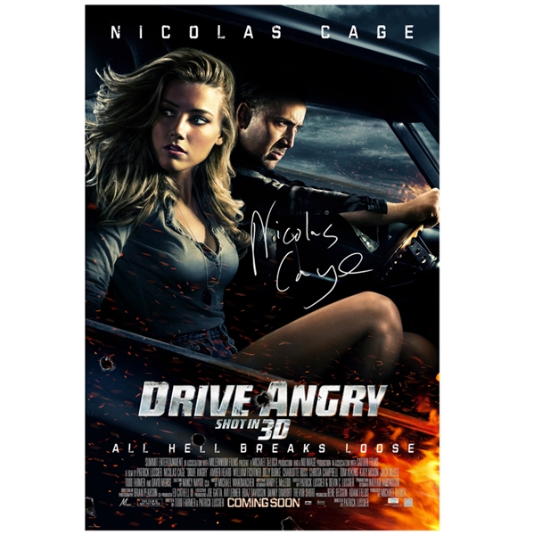 Nicolas Cage Autographed 2011 Drive Angry 27x40 Movie Poster