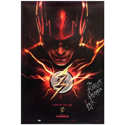 Ezra Miller Autographed 2023 The Flash Original 27x40 Double-Sided Movie Poster with Scarlett Speedster Inscription