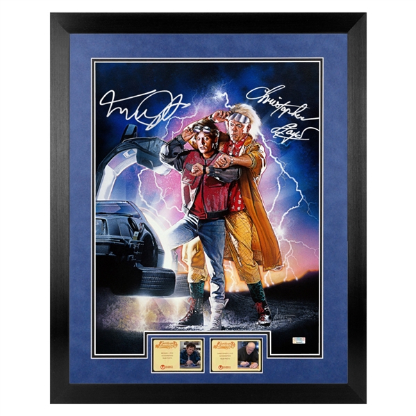 Michael J. Fox, Christopher Lloyd Autographed Back to the Future II Marty McFly, Doc Brown 16x20 Framed Poster Art