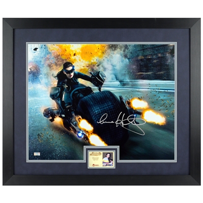 Anne Hathaway Autographed 2012 The Dark Knight Rises Catwoman Batpod Escape 16x20 Framed Photo