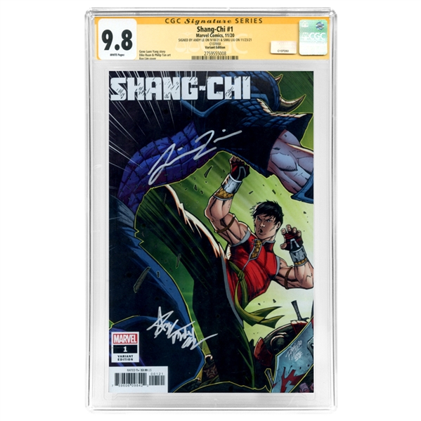 Simu Liu, Andy Le Autographed 2020 Shang-Chi #1 Ron Lim Variant CGC SS 9.8