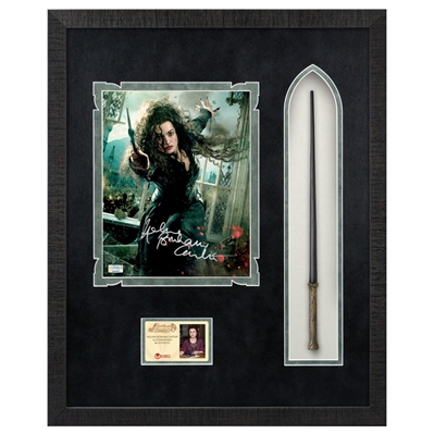 Helena Bonham Carter Autographed Harry Potter Bellatrix Lestrange 8×10 Photo With Wand Framed Display