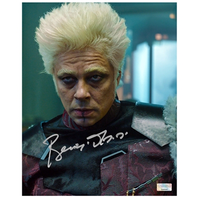 Benicio Del Toro Autographed 2014 Guardians of the Galaxy The Collector 8x10 Close Up Photo