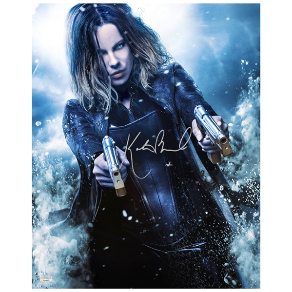 Kate Beckinsale Autographed Underworld Selene P99s Ablaze 16x20 Photo