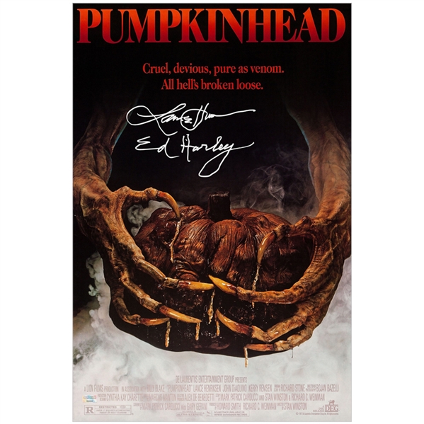 Lance Henriksen Autographed 1998 Pumpkinhead 16x24 Movie Poster with Ed Harley Inscription