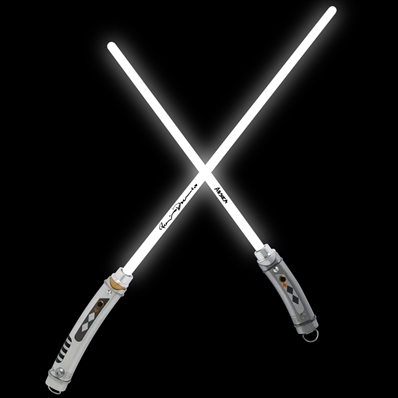 Rosario Dawson Autographed Star Wars Ahsoka Tano Legacy Lightsaber Set